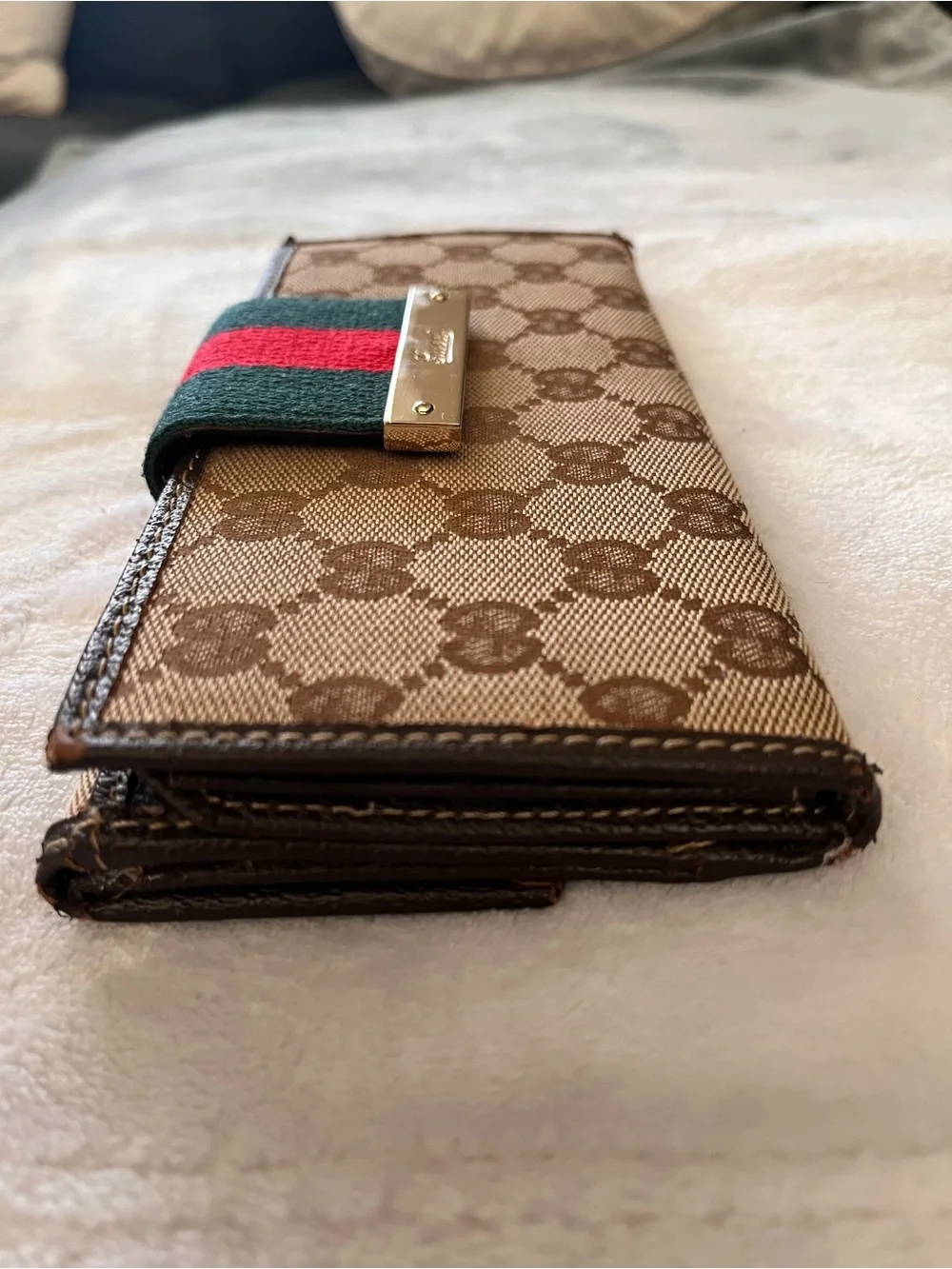 Gucci GG Canvas Continental Wallet with Web - Authentic! - Picture 9 of 10